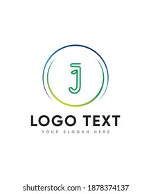 A playful and unique decorative leaves ornaments letter type J logo template, Vector logo for business and company identity 