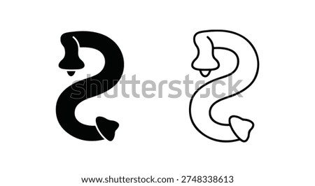 Playful and Unique Number Two Digit Icon with Organic Shape Glyph and Outline Vector Set for Creative Design