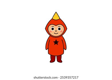 A playful vector art illustration of a kid in a Halloween costume perfect for seasonal and festive designs for Halloween party themes or children’s decorations