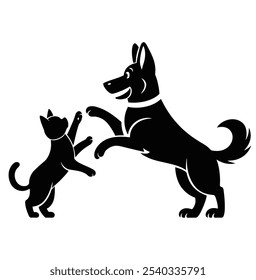 A playful vector design featuring a German Shepherd, a Balldog, a French Bulldog, and a cute cat, perfect for animal lovers and vibrant graphic projects.




