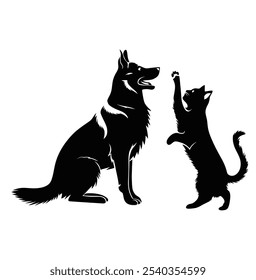 A playful vector design featuring a German Shepherd, a Balldog, a French Bulldog, and a cute cat, perfect for animal lovers and vibrant graphic projects.




