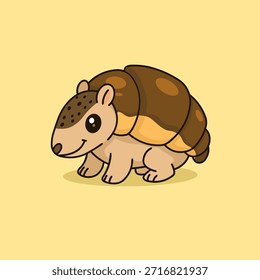 A playful vector illustration featuring an armadillo cleverly disguised as a chocolate croissant.