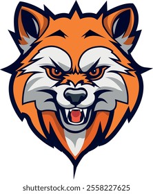 A playful vector illustration of a fox mascot logo with red fur