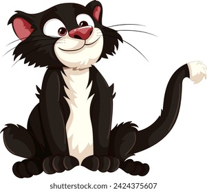 Una ilustración vectorial lúdica de un gato feliz.