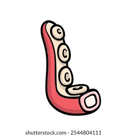 Playful vector illustration of an octopus tentacle shaped as the letter L, ideal for kids' designs or fun projects