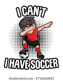 Uma ilustração vetorial lúdica de um jovem se debatendo enquanto joga futebol, perfeito para projetos de esportes e mercadorias.