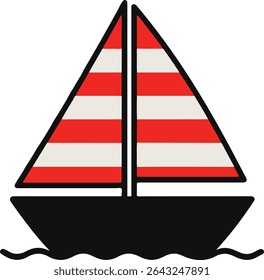 Playful Vintage Sailboat Graphic Design Sticker
