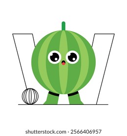 Playful Watermelon Character Illustration, featuring cute expressions and playful legs for versatile use