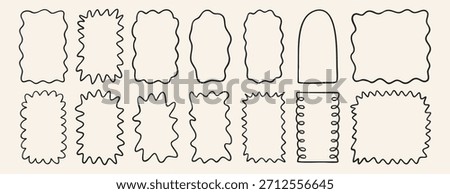Playful Wavy Frame Collection For Craft, Assortment Of HandSketched Scalloped, Zigzag And Looped Borders In Black Ink, Designed For Scrapbooking, Journaling, Memory Albums, Handmade Cards, Stickers