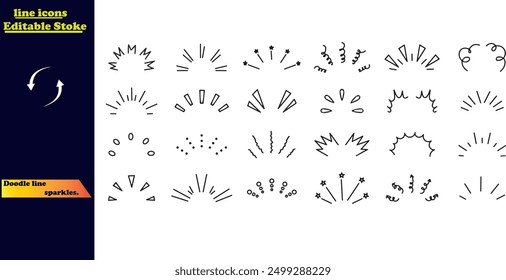 Líneas onduladas juguetonas que se asemejan a garabatos espontáneos. Rayos explosivos de sorpresa, líneas radiales dibujadas a mano que se asemejan a rayos de sol y líneas dispersas como confeti. Una colección expresiva y emocional 