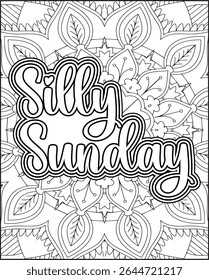 Playful Weekly Name Coloring Page for Adults. 7 Days Name Mandala Coloring Page