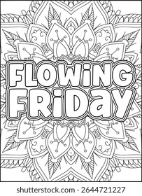 Playful Weekly Name Coloring Page for Adults. 7 Days Name Mandala Coloring Page