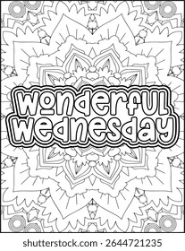 Playful Weekly Name Coloring Page for Adults. 7 Days Name Mandala Coloring Page