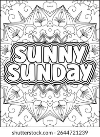 Playful Weekly Name Coloring Page for Adults. 7 Days Name Mandala Coloring Page