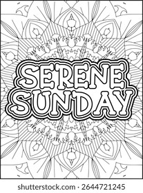 Playful Weekly Name Coloring Page for Adults. 7 Days Name Mandala Coloring Page