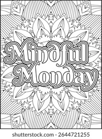 Playful Weekly Name Coloring Page for Adults. 7 Days Name Mandala Coloring Page
