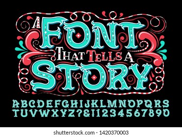 A playful and whimsically-styled alphabet, great for children's books, quotes, party invitations, or youth market branding. This font has an innocent and happy quality.