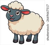 playful woolly lamb strolling vector art isolated white