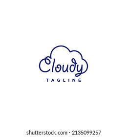 Playful Word Cloud Logo Design. Fun Cloudy Writing Line Logo Design.