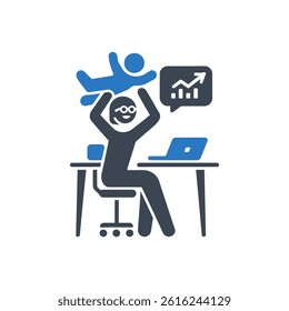 Playful Work Parent Icon On White Background