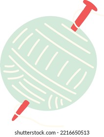 Playful yarn ball craft and art essentials illustration set