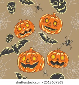 The playful yet eerie design is perfect for festive decorations, wrapping paper, Halloween party invitations, textile prints, and digital backgrounds.