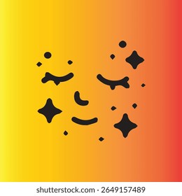 Uma composição divertida, mas enigmática, de formas pretas sobre um fundo dourado vívido evoca um senso de maravilha infantil e beleza abstrata.