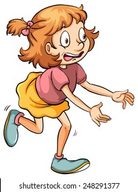 A playful young girl on a white background