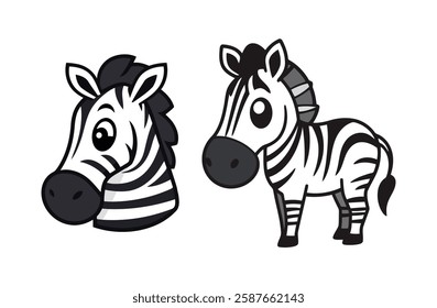 Playful Zebra Logo Design with Cute Cartoon Style for Animal Branding and Wildlife Illustration