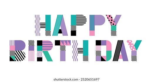 Playful-Geometric Typography Design happy birthday