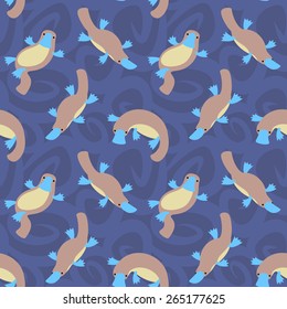 Playfull cartoon platypuses. vector seamless pattern