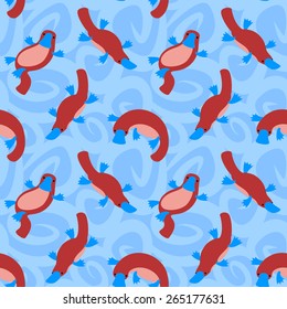 Playfull cartoon platypuses. vector seamless pattern