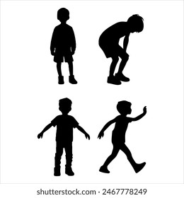 playfull kids silhouette under ten years old.