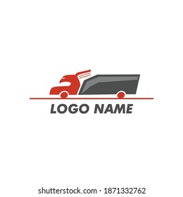 Playfull truck logo vector. For modern trucking delivery goods and logistic transportation business company. Icon for online shipping, cargo, courier agent service