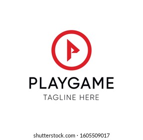 PLAYGAME Logotype - Vector Emblem Template for Team of Players or Game Platform with a Similar Name starting with P.