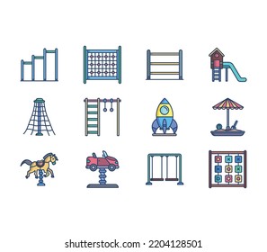 Playground and Amusement Park icon set
