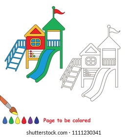 Playground to be colored, the coloring book for preschool kids with easy educational gaming level.
