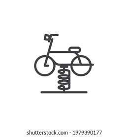 Playground bicycle line icon. linear style sign for mobile concept and web design. Bicycle swing outline vector icon. Symbol, logo illustration. Vector graphics