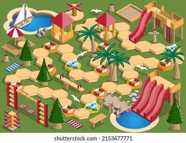 Playground. Board game. Isometric. Vector illustration. 