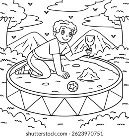 Playground Boy Playing on Sandpit Coloring Page 