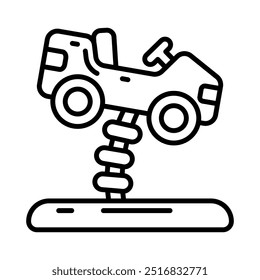 Icono del contorno del coche del patio de recreo, Ilustración vectorial