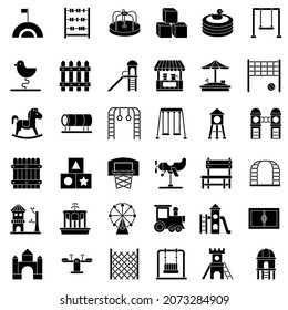 Playground for children black and white flat concept vector collection set