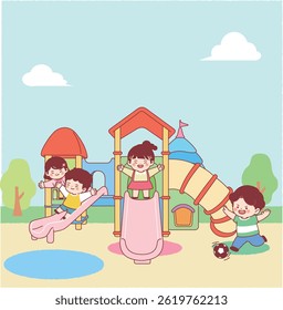 playground, children, children's day, cute, character, toddler, elementary school, play, after school, slide, nature, ball play, friend
