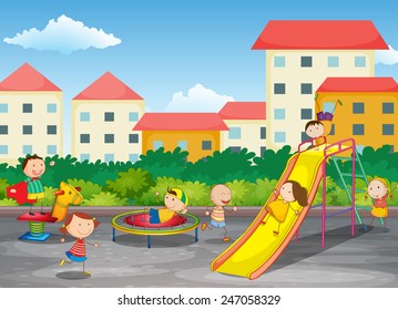 A playground with children playing