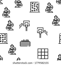 Playground Children Seamless Pattern Vector Thin Line. Illustrations