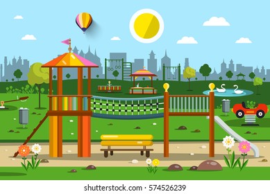 Playground in City Park Vector