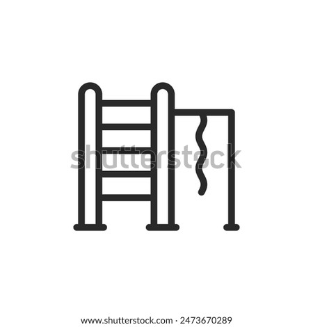 Playground climbing frame, linear style icon. climbing frame for kids at a playground. Editable stroke width.