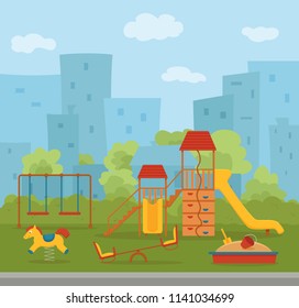 Playground Colorful Cartoon Vector Illustration City Stock Vector ...