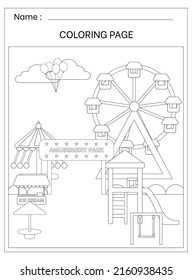 Playground Coloring Page For Kids Activity Printable Editable