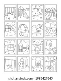 Playground Colouring Page Vectors Set